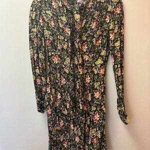 Zara Black Floral Long Sleeve Dress